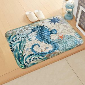 Cushion/Decorative Pillow Printed Floor Mats Door Retro Marine Life Kitchen Bathroom Long Absorbent Non-slip