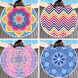 The latest 150CM round printed beach towel, mandala, microfiber and tassels, soft feel, support customized LOGO styles