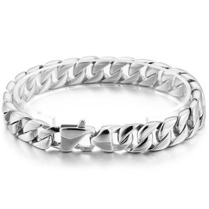 Link, Chain 10mm Charming Stainless Steel Silver Color Gold Cuban Bracelets Wristband For Men Women Unisex's Jewelry 9"Wholesale