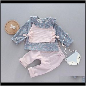 Abbigliamento Baby Kids Maternità Drop Delivery 2021 Spring Born Girl Matching Floral Design Clothes Maglione Vest 3Pcs Suit Girls Baby Birthday Se