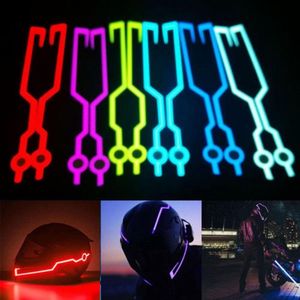 2 Pcs Motorcycle LED Night Riding Lights Bike Helmet EL Cold Light Flashing Stripe Luminous Signal Sticker Universal Waterproof