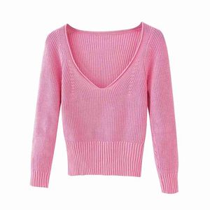 women sweet pink knitted sweaters fashion ladies elegant short sweater vintage female cute knitwear girls chic tops 210430