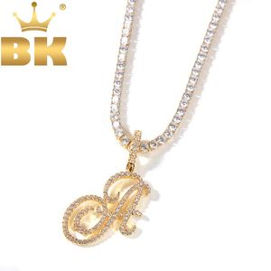 KING Carattere artistico A-Z 26 Ciondolo con lettera iniziale con collana da tennis Cubic Zirconia Collane con gioielli da donna con zirconi da uomo