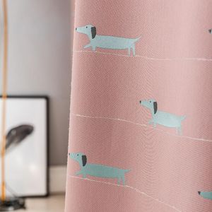 Cortina cortinas modernas cartoon filhote de cachorro impressão cortinas para quarto quarto infantil pano de sombreamento rosa 1 pedaço de painel de decoração de casa # 30