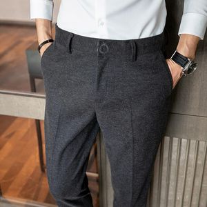 Jesienne i zimowe spodnie męskie Wełniane Materiał Gruby Casual Casual Color Haft Proste Business Garnitury Blazers