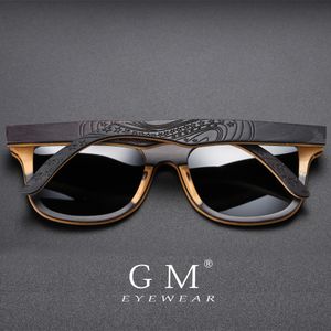 Varumärkesdesigner Wood Solglasögon Män polariserade Black Skateboard Wood Solglasögon Vintage Eyewear