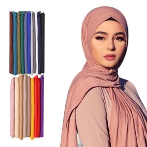 Moda Modal Bawełna Jersey Hidżab Szalik Długi Muzułmański Szal Zwykły Soft Turban Tie Head Okładki Dla Kobiet Afryka Opaska 170x60cm XY521