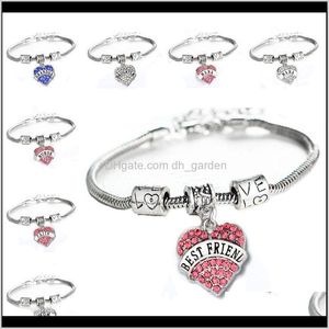 Braccialetti con ciondoli Gioielli 45 Tipi Diamante Amore Cuore Mamma Zia Figlia Nonna Credi Speranza Amici Bracciale di cristallo Will e Sandy Ship Drop