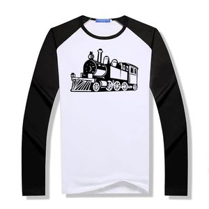 T-shirts 2021 Steam Train T Shirt Ment Style Art Funny Långärmad Män Raglan T-shirt Modal Fashion Tees Top