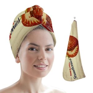 Towel Fruit Strawberry Wood Grain Retro Women Adult Absorbent Quick-Drying Shower Long Hair Cap Microfiber Head