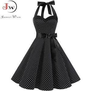 Vintage Dres Summer Sexy Polka Dot Print Halter Party es Vestidos Plus Size Robe Pin Up Rockabilly 210623