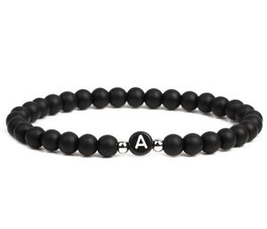 A-Z 26 bokstäver strängar armband för kvinnor män par älskar vänskap lyckliga diy 6mm glas pärla armband