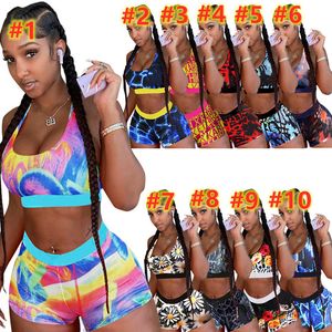 جديد XS-XL Summer Women Bikinis Swimwear Sweat Swits Suits Letter Print Swimsuits Birls Wear Tox Tank Top+Shorts اثنين