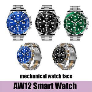 Men Classic Business Watch AW12 Smart Watches IP68 Waterproof Sleep Tracker Heart Rate Blood Pressure Monitor BT Calling Mechanical Dial Face