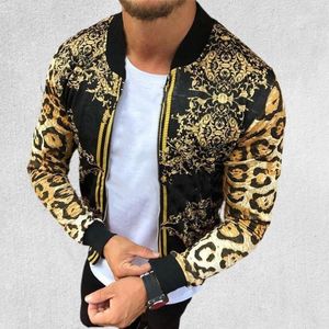 Men's Jackets Men Coat Print All Match Round Neck Long Sleeve Leopard Jacket Fashion Clothing