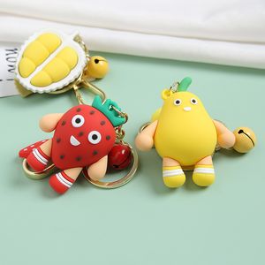 Bonito simulado fruta abacate keychain 3d resina macia sorrindo morango chaveiros casal jóias mulheres moda natal pequeno presente