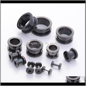 & Drop Delivery 2021 14Size Is Available 316L Stainless Steel Black Tunnels Body Pierce Jewelry Ear Plugs Gq1Lp