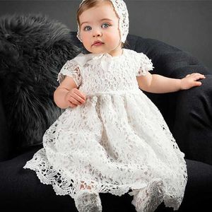 BAPTISM PAGEANT LACE DRESS NEWBORN TODDLER BEBES 1ST ÅR BEGRÄDE BABY GIRL TYKLAR DROSTENING CHOWNS WEDDING PARTY Q0716