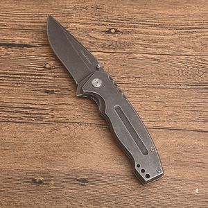 Hochwertiges unterstütztes, schnell zu öffnendes Flipper-Klappmesser, 8Cr13Mov Black Stone Wash-Klinge, Stahlgriff, EDC-Taschen-Geschenkmesser