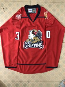 30 Tom McCollum Grand Rapids Griffins Hockey Jersey Stitched 사용자 정의 이름 및 번호 유니폼