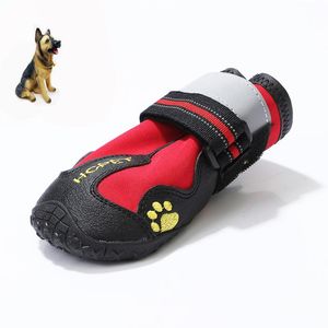 Hundebekleidung 4PCS Haustierschuhe Gehen Regen Mittlere und große Hunde Wasserdichte Stiefel Gummisohlen Slip