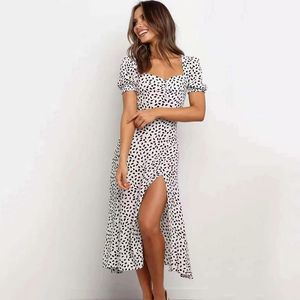 Vintage leopard print slit dress women summer beach holiday maxi long dress chic ruched split zipper dress vestidos 210415