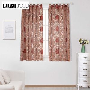 Lozujoju Ready Made Floral Semi-Blackout Short Curtain för vardagsrum Köksfönster Modern Design Jacquard Behandlingar 210712