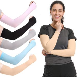 1 Pair Summer Arm Sleeves Women Men Arm Compression Sleeve Armwarmer UV Sun Protection Cotton Long Fingerless Gloves Arm Sleeves
