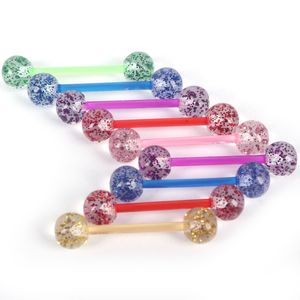 Wholesale tongue bar balls resale online - 30PCS Mixed Color Ball Tongue Navel Nipple Barbell Rings Bars Piercing Women Shiny Fashion Body Jewelry