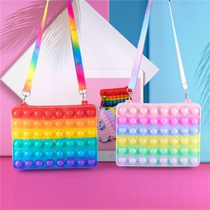 Silicone Zipper bag case backpacks sensory push bubble fidget toys purses crossbody shoulder bags 17.8*23CM