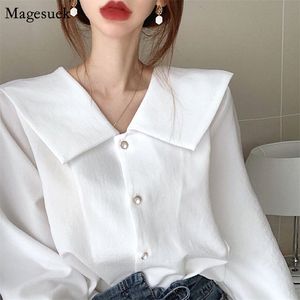 Autumn Cotton White Blouse Women Casual Elegant Office Lady Top Femme Loose Long Sleeve Button Up Shirts 12107 210512