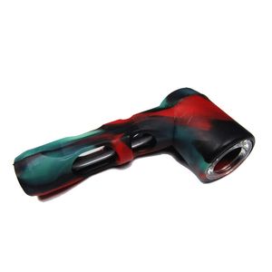 Unique model Green color silicone smoking pipes metal bowl with dab tool for tobacco hand pipe