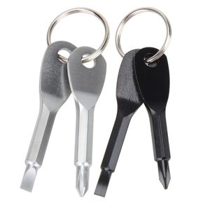 Screwdrivers Keychain Outdoor Stainless Steel Pocket Tool Slotted Phillips Screwdriver Set EDC Outside Multifunction Key Shape Ring Auto Car WLL639