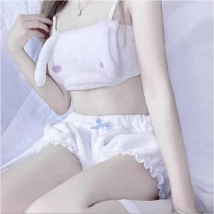 Japonês sexy bonito bonito coelho menina branco rosa anime cospaly papéis eróticos jogar kawaii roupas lingerie roupas para as mulheres 2021 y0911