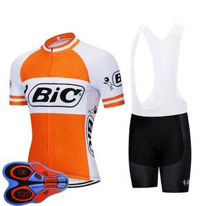 BIC Team Bike Cycling Pantaloncini con bretelle in jersey a manica corta Set 2021 Summer Quick Dry Mens MTB Uniforme da bicicletta Kit da corsa su strada Outdoor Sportwear S21043013
