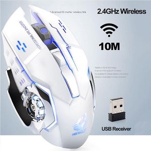 Mice Wireless Gaming Mouse 2400 DPI аккумуляторная регулируемая 6 цветная подсветка дыхания Gamer для ноутбука для ПК