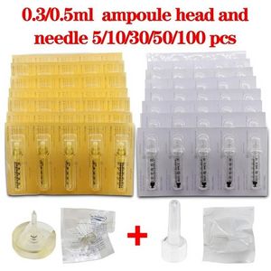 Agulha de cabeça de ampola estéril de 0,3 ml e 0,5 ml para caneta de hialuron antirrugas levantamento labial descartável adaptador de bocal sem líquido202