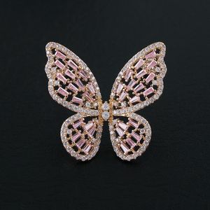 Pins, Brooches ERLUER Butterfly Brooch For Women Girls Inlaid Zircon Crystal High-grade Christmas Jewelry Lapel Pin Thorn Needle Ma