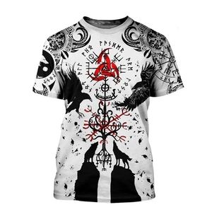 バイキングシンボル -  Odin Tattoo 3DプリントメンズTシャツ原宿ファッション半袖サマーストリートウェアユニセックスTトップ210716
