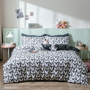 Geometryczny kreskówka z tkaniny z tkaniny lodu LoveHeart Kids Duvet Cover 220x240 Queen King Bedclothes Bed