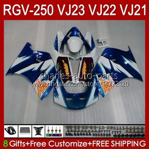 OEM Łwycenia SUZUKI RGV250 SAPC VJ23 RVG250 250CC VJ 23 Cowling RGV-250CC 97 98 Nadwozie 107HC.2 Panel RGV-250 RGVT-250 RGVT RGV 250 CC 1997 1998 Bodys Blue White Blasksy