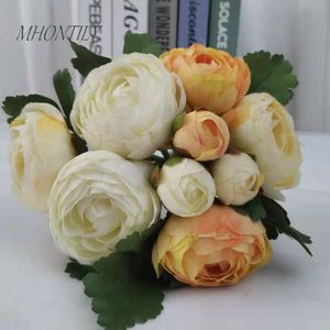 ウェディングブーケ10heads蓮の偽の花の結婚式の花嫁を持ってブーケ家の装飾造形の花プルメリア