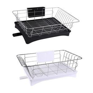 3-Piece Set Removable Stainless Steel Dish Drainer Drying Rack Rust Proof Utensil Holde For Kitchen Counter Storage Rack 211110