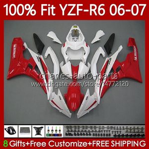 100% Fit OEM Обтенка для Yamaha YZF-R6 YZF R 6 600 CC YZF600 YZFR6 06 07 MOTO CUDLOWORK 98NO.83 YZF R6 600CC Белый красный 2007 2007 YZF-600 2006-2007 Комплект для инъекций