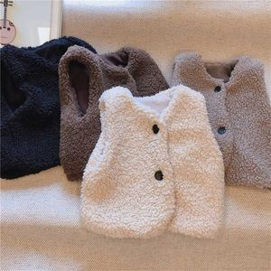 Outono inverno bebê grosso colete meninos meninos berber fleece pelúcia criança desenhos animados vestido quente coletes 211203