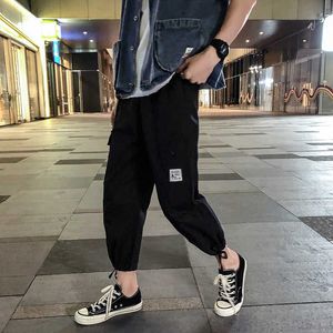 2021 Homens Multi-bolso Elástico Elástico Design Harem Pant Rua Punk Hip Hop Vermelho Calças Casuais Calças Masculinas Army Cargo Calças 3xl Y0927