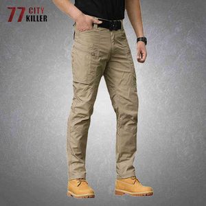 Calças de carga tática Homens ao ar livre à prova d'água multi-bolsos elásticos calças militares macho springsummer casual caminhadas de moletom H1223