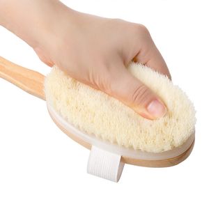 Naturalne Długie Drewniane Brush Brush Massager Miękkie Szczotki Bath Shower Back Spa Scrubber