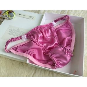 5 Pack 100% Pure Silk Kvinnors Sexiga Bikini Briefs Panties Underkläder Underkläder Ms001 210730