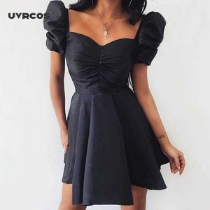 Högkvalitativ elegant svart dres vintage damer prom formell klänning retro klänningar vinter 210712